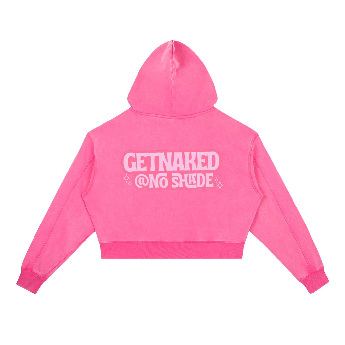 Get Naked @ No Shade Pink Cropped Hoodie